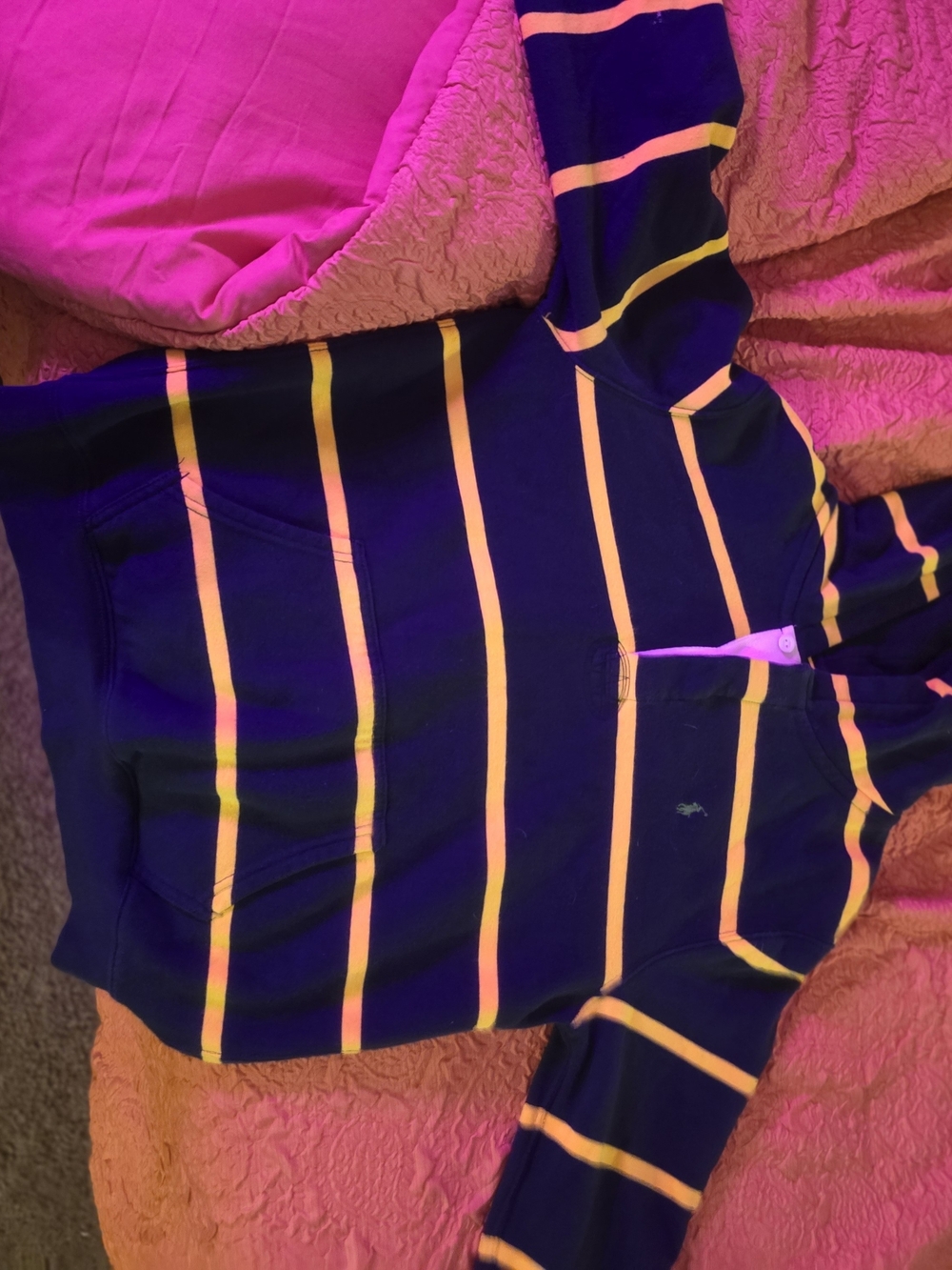 Polo by Ralph Lauren Navy Hoodie with Yellow Stripes